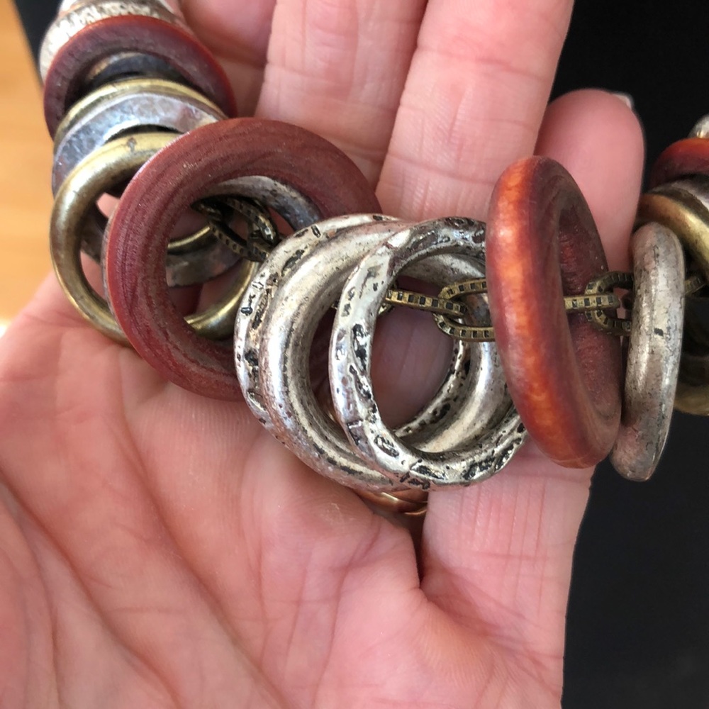 Silver/Gold Ring Statement Necklace - image 4